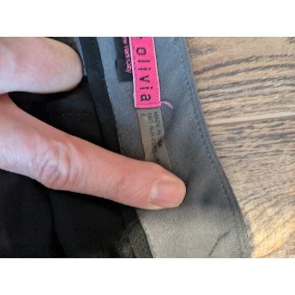 Alice + Olivia Womens Sz 8 Pants Olive Green Stretch Pleated Caree Trousers - Picture 9 of 11